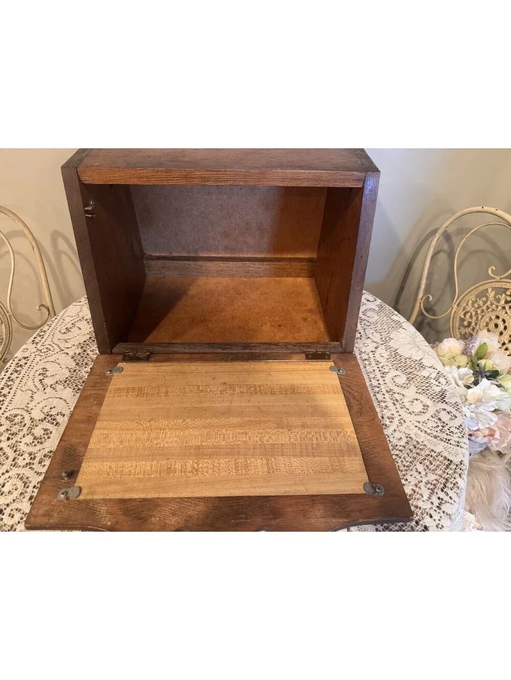 Vtg Retro Country Farmhouse Wooden Kitchen Counter Large Bread Storage Box